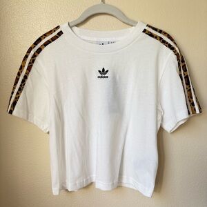 Adidas Cropped Leopard Stripe Tee